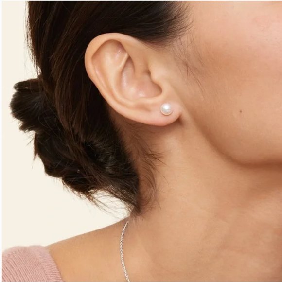 NWT Brilliant Earth Premium Akoya Cultured Pearl Stud Earrings (6mm) - Picture 1 of 4